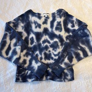 Nordstrom BP‎ Tie Dyed Blue and White Batwing Cotton Lightweight Sweater Size XS
